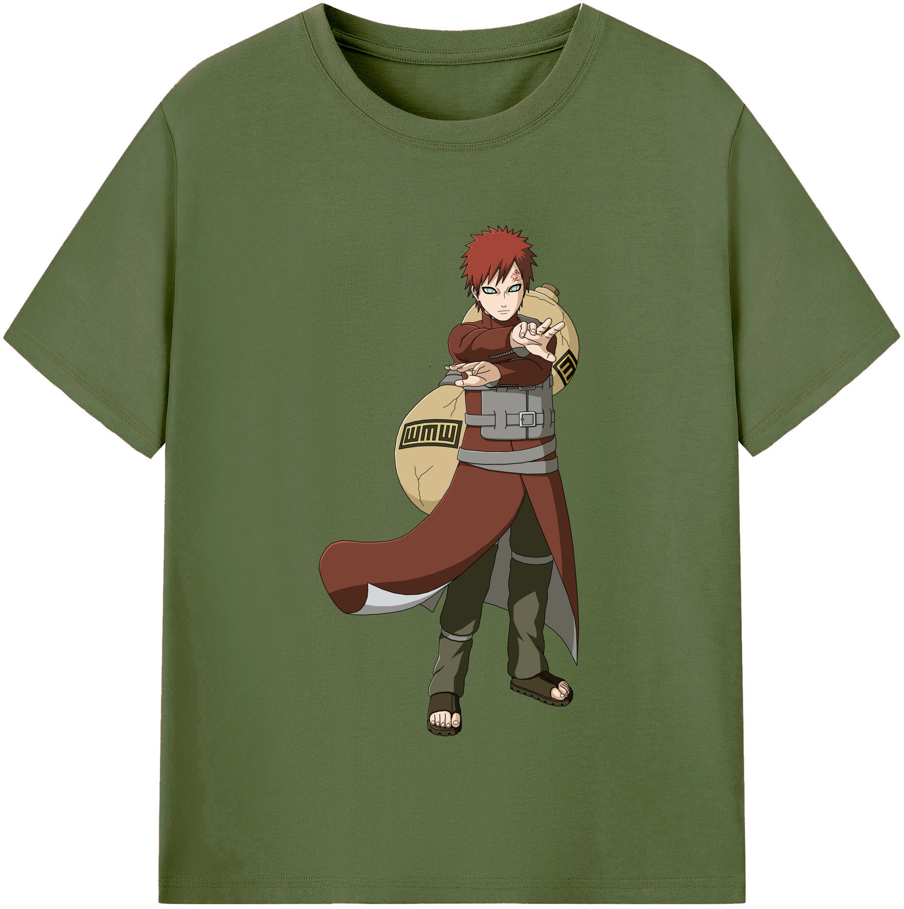 （画像用） NARUTO -ナルト- ガアラ Gaara 綿100％半袖Tシャツ（フロントプリント）
